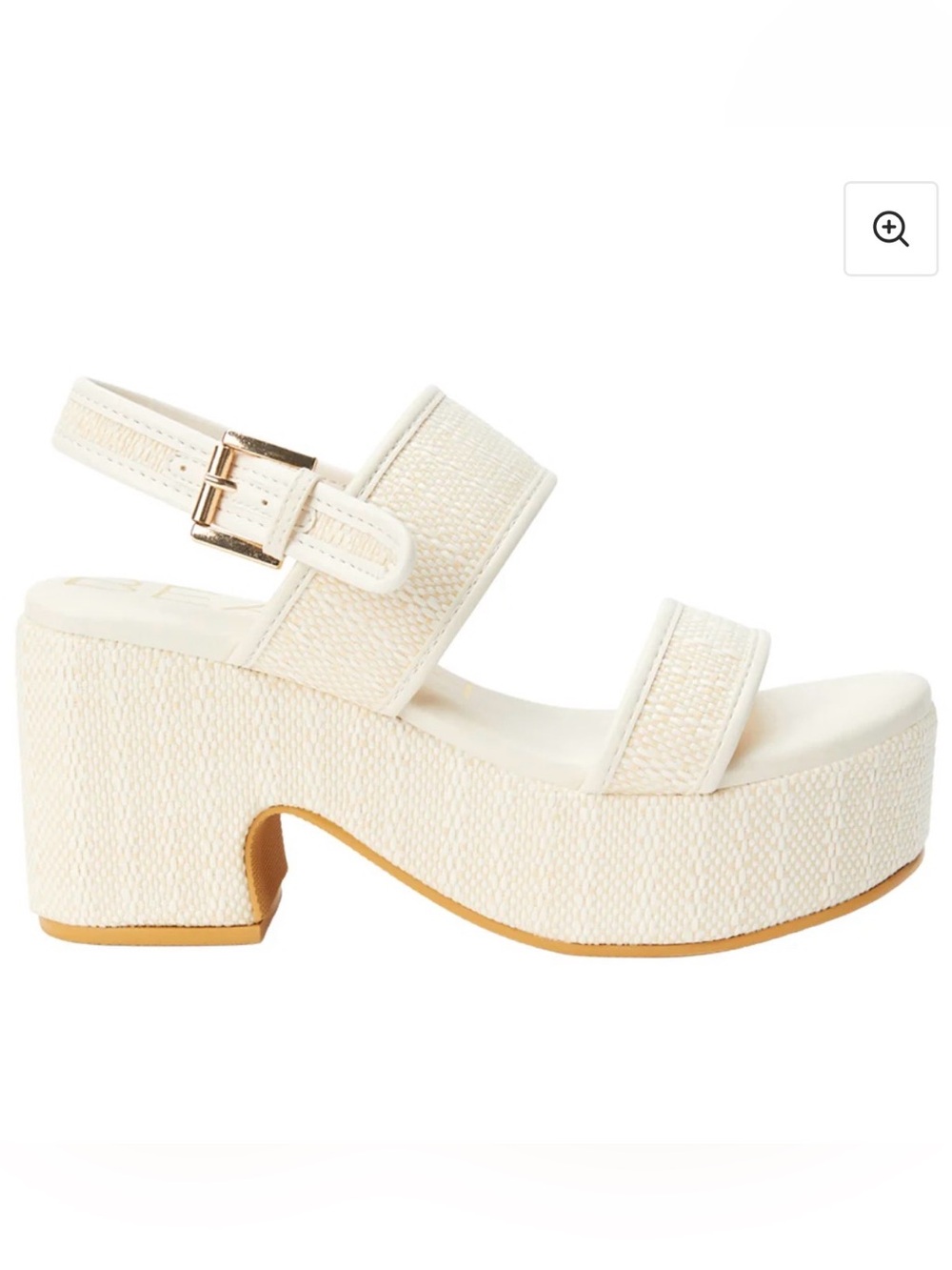 Matisse Cream Woven Platform Sandals with Gold Buckle